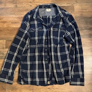 Vans Dark Blue and White Plaid Shirt